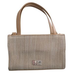 Frankie & Johnnie Mini Tote Bag Neutral Woven Straw Look Top Handle Chic